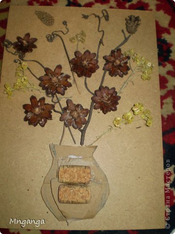 Картина панно рисунок Коллаж Звездолет Букет и Пуговичное дерево Материал бросовый Материал природный фото 13