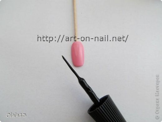 Мастер-класс Роспись Фото-урок дизайна ногтей в розово-черном цвете Бусинки фото 3