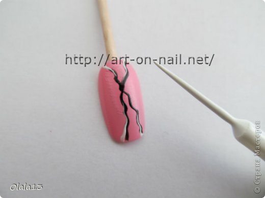 Мастер-класс Роспись Фото-урок дизайна ногтей в розово-черном цвете Бусинки фото 5