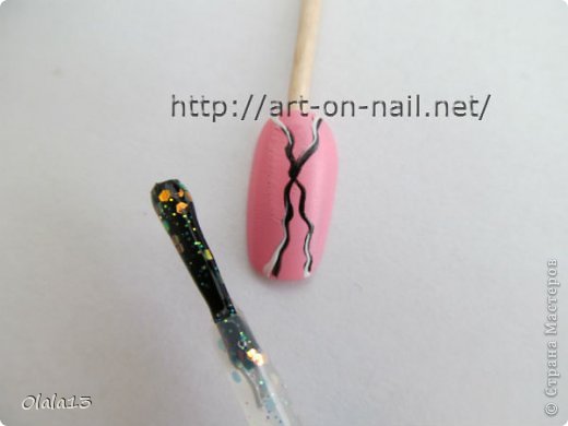 Мастер-класс Роспись Фото-урок дизайна ногтей в розово-черном цвете Бусинки фото 6