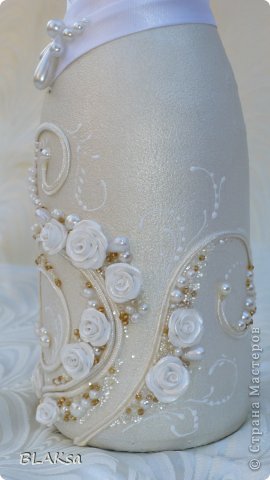 Декор предметов Свадьба Лепка Свадебный набор Белое с золотом Бисер Бусинки Глина Ленты Пластика фото 4