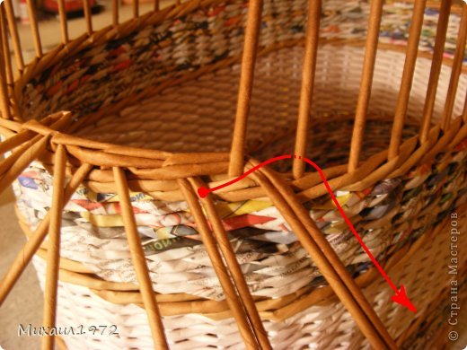 Поделка изделие Плетение Корзина для овощей Трубочки бумажные фото 14
