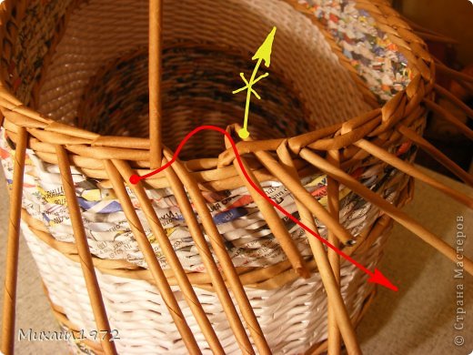 Поделка изделие Плетение Корзина для овощей Трубочки бумажные фото 15