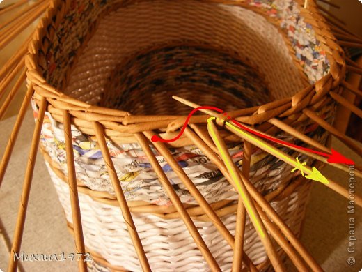 Поделка изделие Плетение Корзина для овощей Трубочки бумажные фото 18