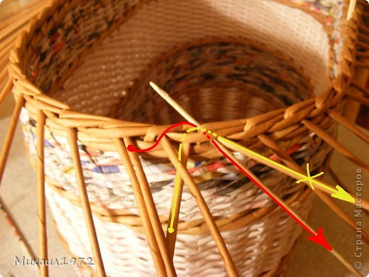 Поделка изделие Плетение Корзина для овощей Трубочки бумажные фото 19