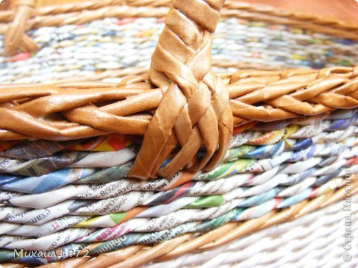 Поделка изделие Плетение Корзина для овощей Трубочки бумажные фото 5