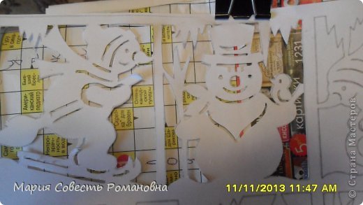 Картина панно рисунок Новый год Вырезание Работа на конкурс Ёлки-палки Новый Год Снеговики Бумага фото 6