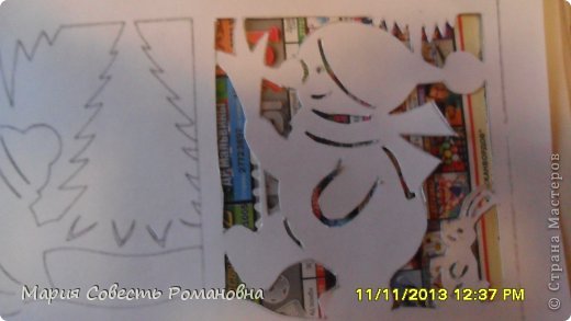 Картина панно рисунок Новый год Вырезание Работа на конкурс Ёлки-палки Новый Год Снеговики Бумага фото 8