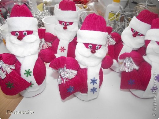 Мастер-класс Свит-дизайн Новый год Моделирование конструирование Дед Мороз и Снегурочка Бумага гофрированная фото 21