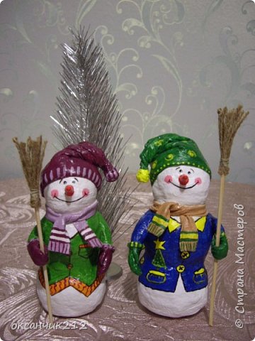 Игрушка Новый год Папье-маше Снеговички из ватного папье-маше Вата фото 3