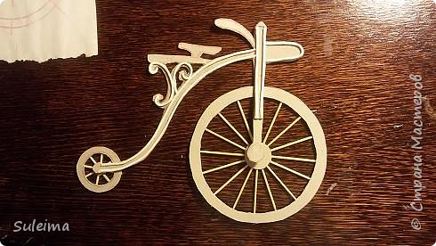 Картина панно рисунок Мастер-класс Аппликация Ассамбляж Ретро велосипед стимпанк Бумага Картон фото 15