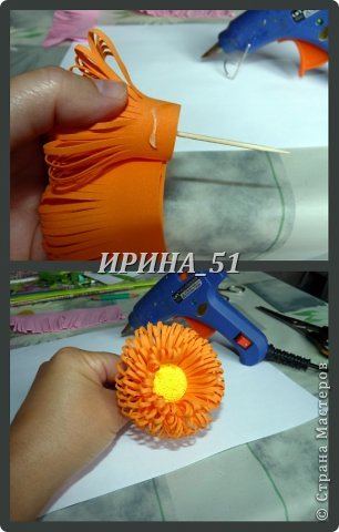 Мастер-класс Флористика искусственная Хризантемы из фоамирана МК Клей Фоамиран фом фото 10