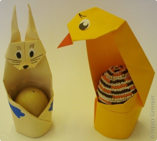  Мастер-класс Оригами: Пасхальный зайчик.МК. Бумага Пасха. Фото 4