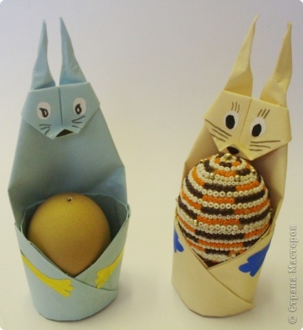  Мастер-класс Оригами: Пасхальный зайчик.МК. Бумага Пасха. Фото 3