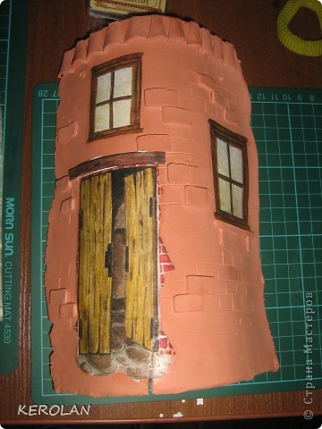 Скульптура,  Декупаж, Лепка, : Мой первый домик в технике "decoupage ambientato". Бумага, Глина . Фото 7