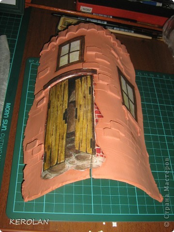 Скульптура,  Декупаж, Лепка, : Мой первый домик в технике "decoupage ambientato". Бумага, Глина . Фото 8