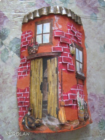 Скульптура,  Декупаж, Лепка, : Мой первый домик в технике "decoupage ambientato". Бумага, Глина . Фото 12