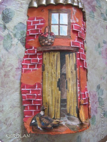 Скульптура,  Декупаж, Лепка, : Мой первый домик в технике "decoupage ambientato". Бумага, Глина . Фото 9