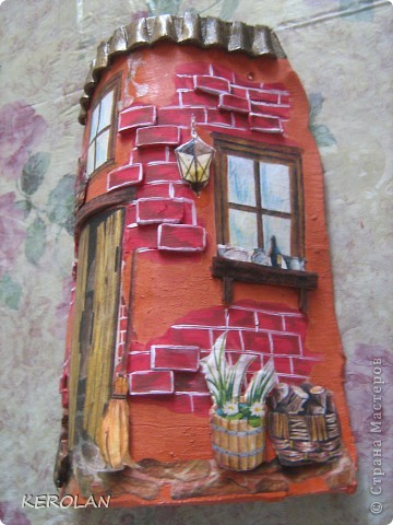 Скульптура,  Декупаж, Лепка, : Мой первый домик в технике "decoupage ambientato". Бумага, Глина . Фото 10