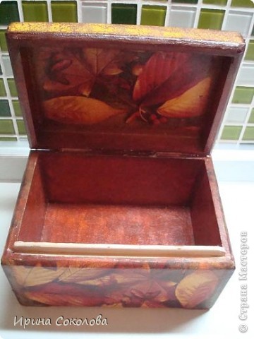 Мастер-класс, Поделка, изделие Декупаж: Осенняя шкатулка Клей, Краска, Салфетки 8 марта, День матери, День рождения, Праздник осени. Фото 8