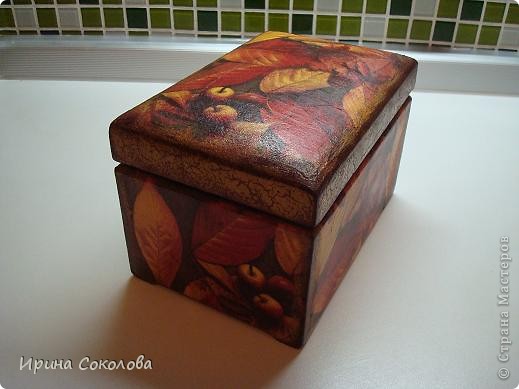 Мастер-класс, Поделка, изделие Декупаж: Осенняя шкатулка Клей, Краска, Салфетки 8 марта, День матери, День рождения, Праздник осени. Фото 7