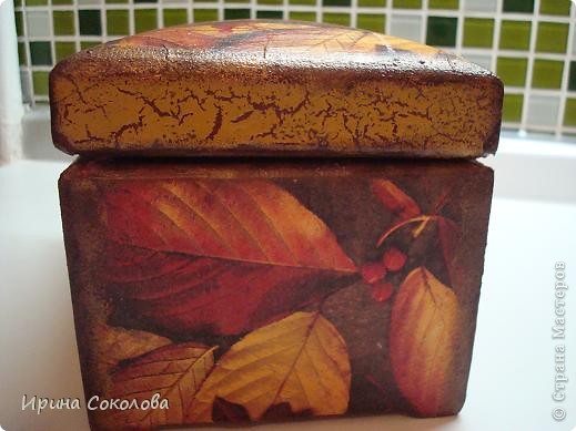 Мастер-класс, Поделка, изделие Декупаж: Осенняя шкатулка Клей, Краска, Салфетки 8 марта, День матери, День рождения, Праздник осени. Фото 10