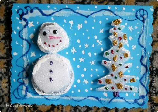 Открытка Аппликация: Праздники Идут ... Бумага, Клей, Ткань Новый год, Рождество. Фото 1