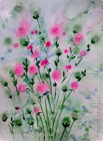  Картина, панно, рисунок, Мастер-класс Печать губкой, Рисование и живопись: Для тех, кто совсем НЕ УМЕЕТ рисовать. Два варианта. Акварель, Бумага 8 марта, Валентинов день, День учителя. Фото 4