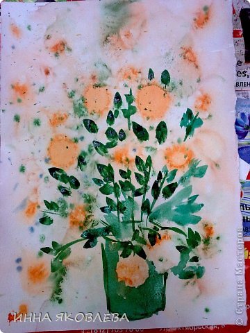  Картина, панно, рисунок, Мастер-класс Печать губкой, Рисование и живопись: Для тех, кто совсем НЕ УМЕЕТ рисовать. Два варианта. Акварель, Бумага 8 марта, Валентинов день, День учителя. Фото 21