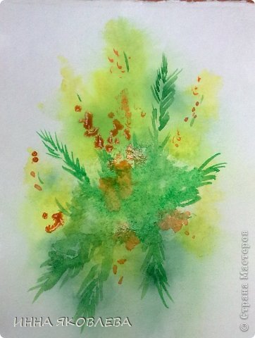  Картина, панно, рисунок, Мастер-класс Печать губкой, Рисование и живопись: Для тех, кто совсем НЕ УМЕЕТ рисовать. Два варианта. Акварель, Бумага 8 марта, Валентинов день, День учителя. Фото 5