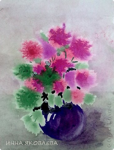  Картина, панно, рисунок, Мастер-класс Печать губкой, Рисование и живопись: Для тех, кто совсем НЕ УМЕЕТ рисовать. Два варианта. Акварель, Бумага 8 марта, Валентинов день, День учителя. Фото 15