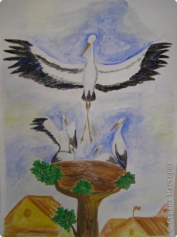 Рисунок к песне аист на крыше