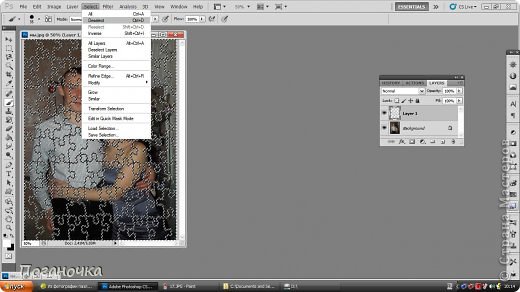 Теперь убираем выделение. Для этого: Select - Deselect (Выделение - Убрать выделение) или кнопочки Ctrl+D (фото 20)