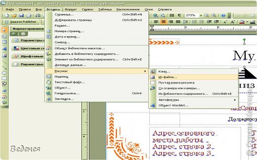 Визитку можно сделать, используя программу, которая есть в пакете Майкрософт. Для этого через Пуск, Программы, Microsoft Office заходите в программу Microsoft Office Publisher. фото 7
