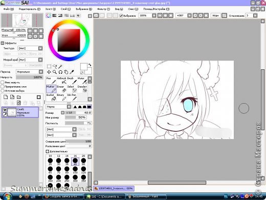 Итак,для того чтобы нарисовать глаз в Paint tool sai нам нужно сделать лайнер. Для этого мы открываем в SAI любой рисунок и делаем лайнер глаза,либо можете нарисовать лайнер сами без готового рисунка. (фото 1)