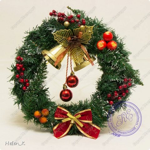 Декор предметов Новый год Новогодние венки диаметр 33 см Материал природный фото 7