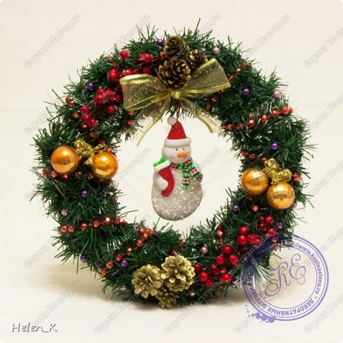 Декор предметов Новый год Новогодние венки диаметр 33 см Материал природный фото 6