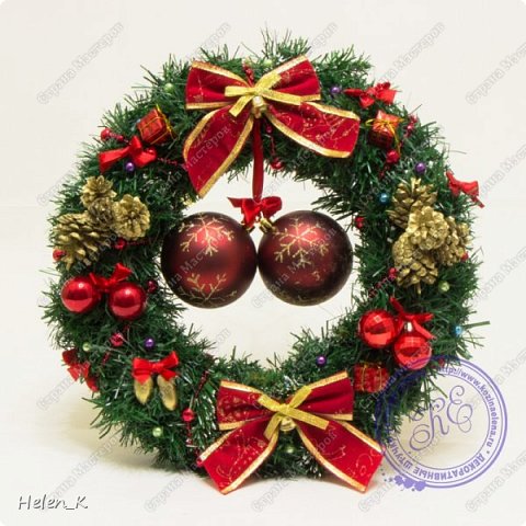 Декор предметов Новый год Новогодние венки диаметр 33 см Материал природный фото 2