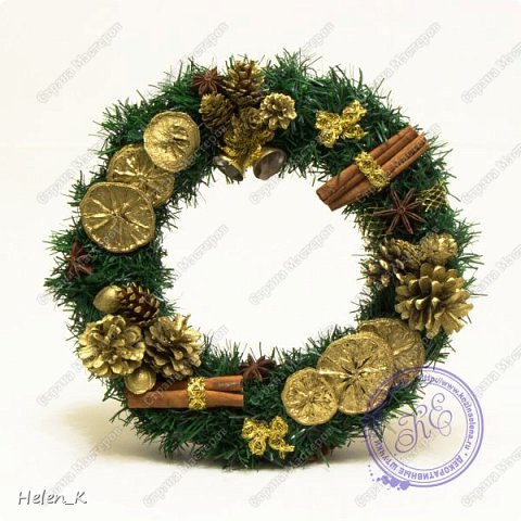 Декор предметов Новый год Новогодние венки диаметр 33 см Материал природный фото 3