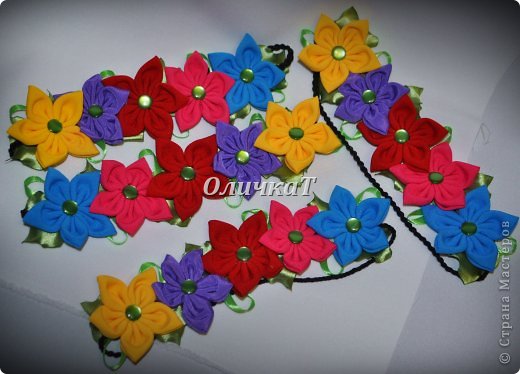 Мастер-класс Украшение 8 марта Выпускной День рождения Цумами Канзаши Шитьё МК Яркий веночек обруч-повязка Ткань фото 19